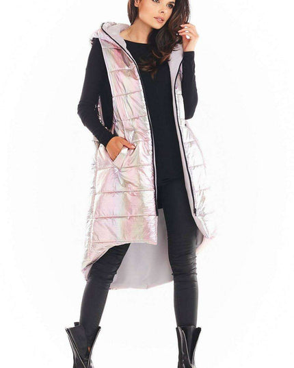 Holographic Longline Hooded Glow Vest