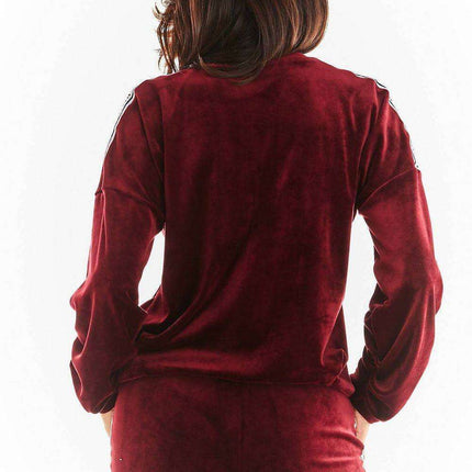 Chic Velvet Pleated Sweatshirt with Logo Detail