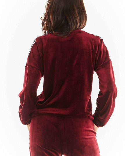 Chic Velvet Pleated Sweatshirt with Logo Detail