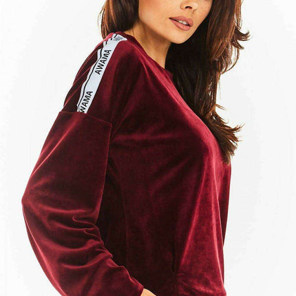 Chic Velvet Pleated Sweatshirt with Logo Detail