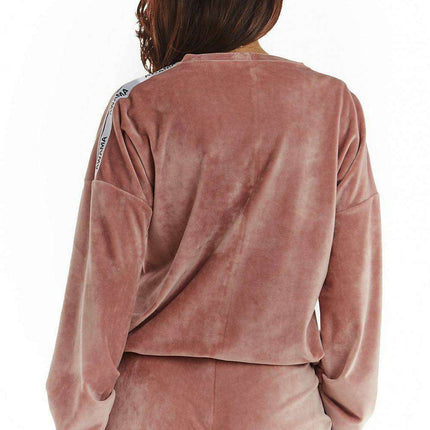 Chic Velvet Pleated Sweatshirt with Logo Detail