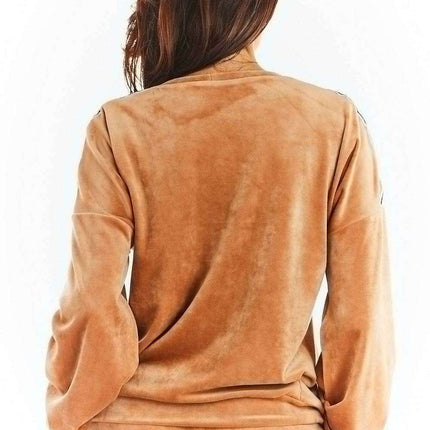 Chic Velvet Pleated Sweatshirt with Logo Detail