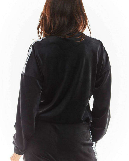 Chic Velvet Pleated Sweatshirt with Logo Detail