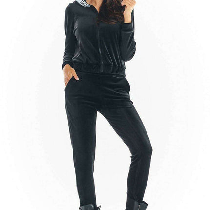 Luxurious Velour Hoodie with Trendy Logo Tape