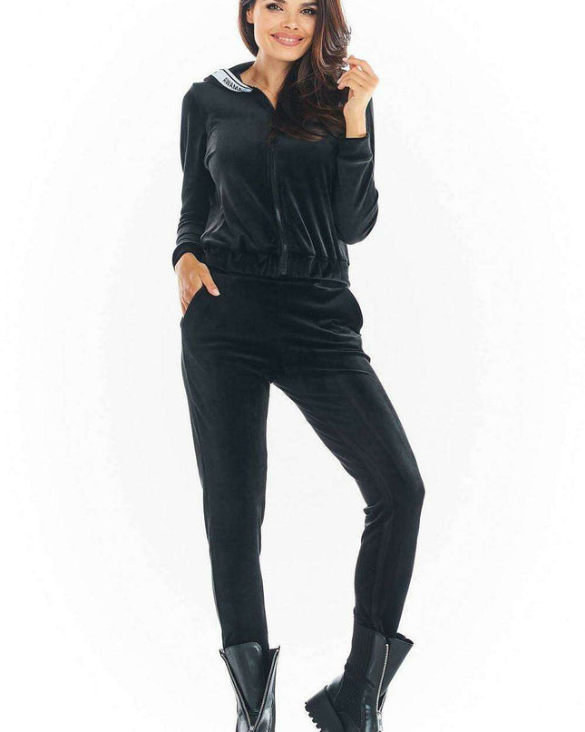 Luxurious Velour Hoodie with Trendy Logo Tape