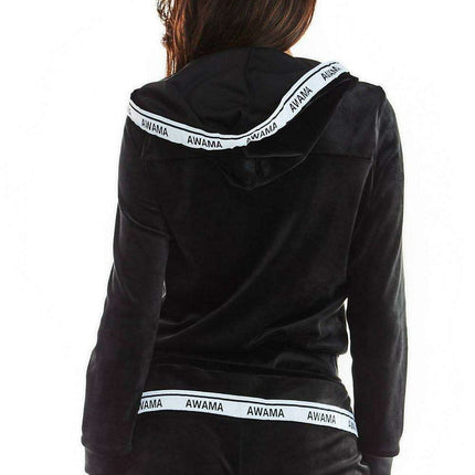 Luxurious Velour Hoodie with Trendy Logo Tape