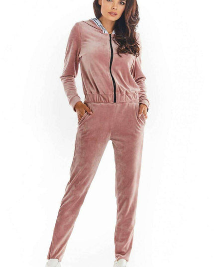 Luxurious Velour Hoodie with Trendy Logo Tape