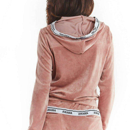 Luxurious Velour Hoodie with Trendy Logo Tape
