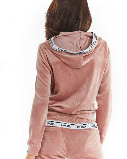 Luxurious Velour Hoodie with Trendy Logo Tape