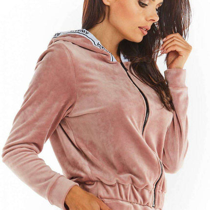 Luxurious Velour Hoodie with Trendy Logo Tape