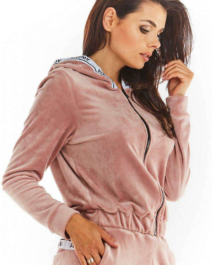 Luxurious Velour Hoodie with Trendy Logo Tape