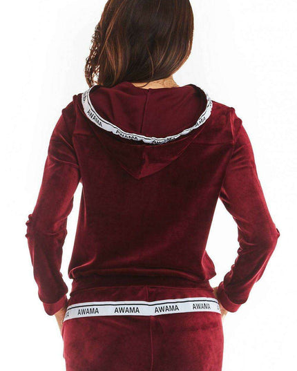 Luxurious Velour Hoodie with Trendy Logo Tape