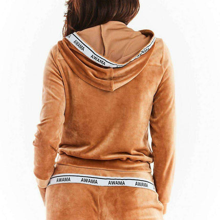 Luxurious Velour Hoodie with Trendy Logo Tape