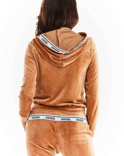Luxurious Velour Hoodie with Trendy Logo Tape