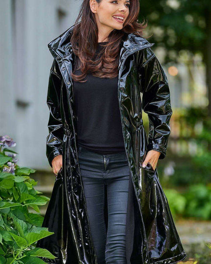 Stylish Knee-Length Adjustable Waist Waterproof Raincoat