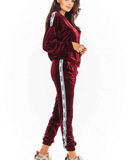 Luxurious Velour Jogger Pants with Trendy Logo Tape - Stylish Comfort Essential