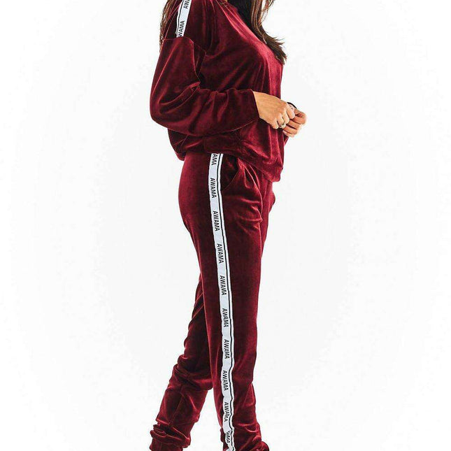 Luxurious Velour Jogger Pants with Trendy Logo Tape - Stylish Comfort Essential