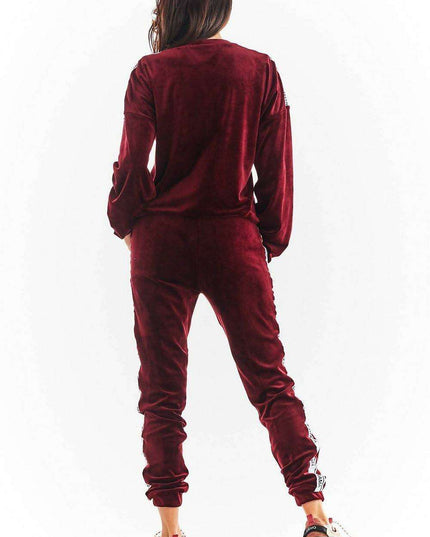 Luxurious Velour Jogger Pants with Trendy Logo Tape - Stylish Comfort Essential
