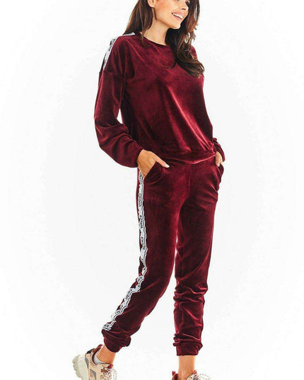 Luxurious Velour Jogger Pants with Trendy Logo Tape - Stylish Comfort Essential