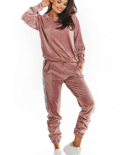 Luxurious Velour Jogger Pants with Trendy Logo Tape - Stylish Comfort Essential