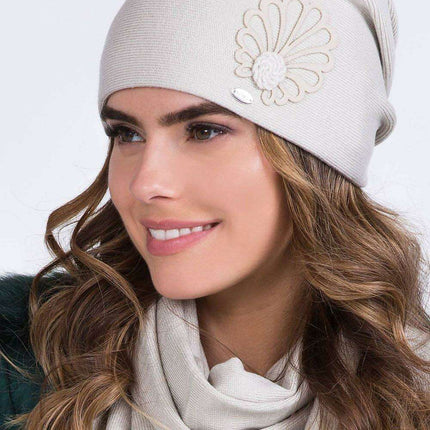 Elegant Floral Embellished Women's Winter Hat