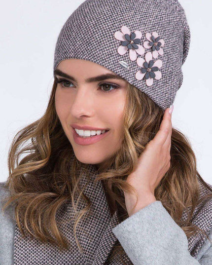 Floral Embellished Women's Knit Beanie