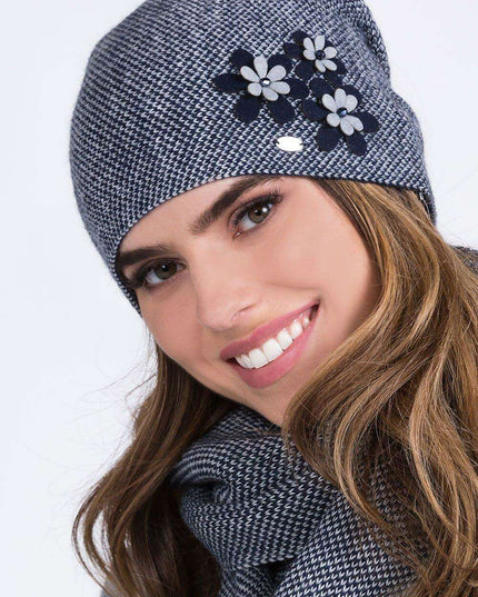 Floral Embellished Women's Knit Beanie