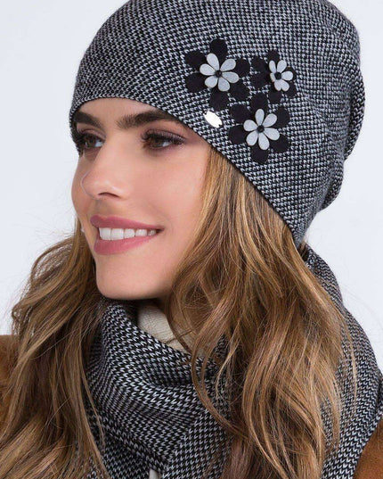 Floral Embellished Women's Knit Beanie