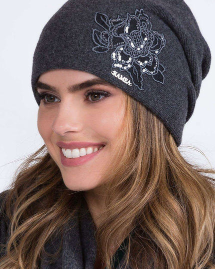Warm Floral Knit Cap