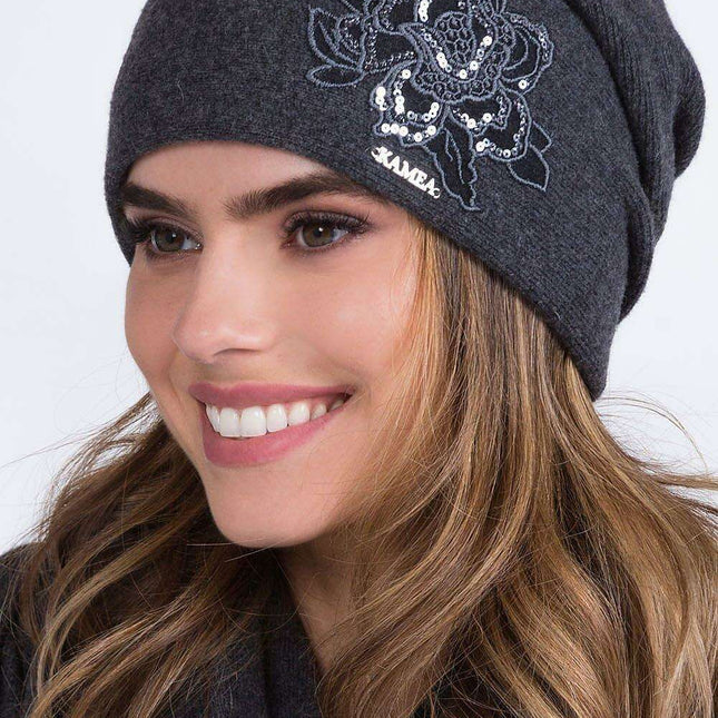 Warm Floral Knit Cap