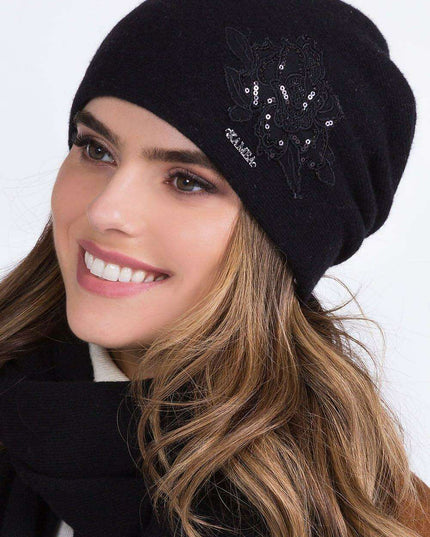 Warm Floral Knit Cap