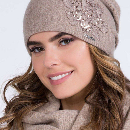 Warm Floral Knit Cap
