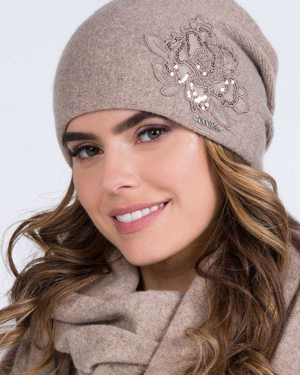 Warm Floral Knit Cap