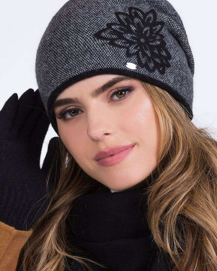Woolen Floral Herringbone Cap for Women