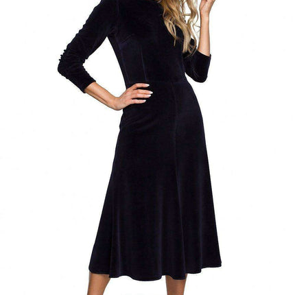 Elegant Pleated Sleeve Velour Evening Dress