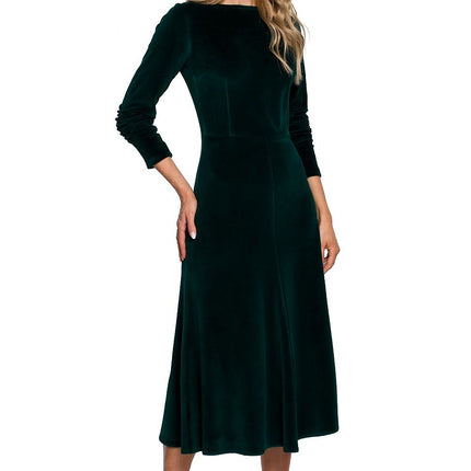 Elegant Pleated Sleeve Velour Evening Dress - Très Elite