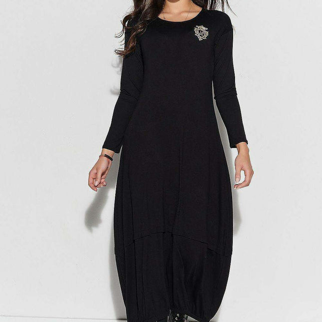Chic Black Layered Hem Maxi Dress for Effortless Elegance