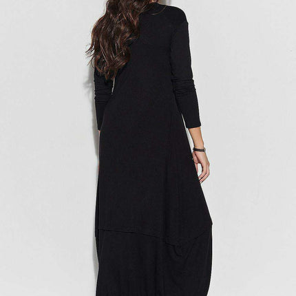 Chic Black Layered Hem Maxi Dress for Effortless Elegance