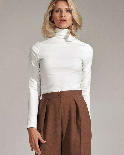 Elegant Long Sleeve Black Turtleneck Blouse