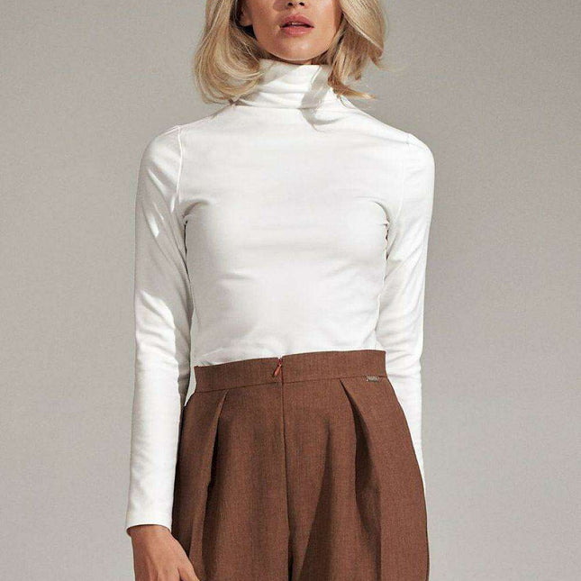 Elegant Long Sleeve Black Turtleneck Blouse