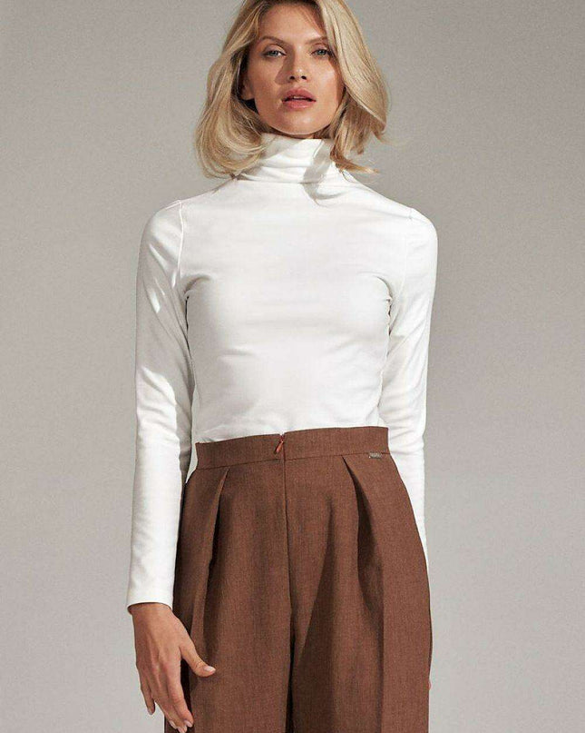 Elegant Long Sleeve Black Turtleneck Blouse