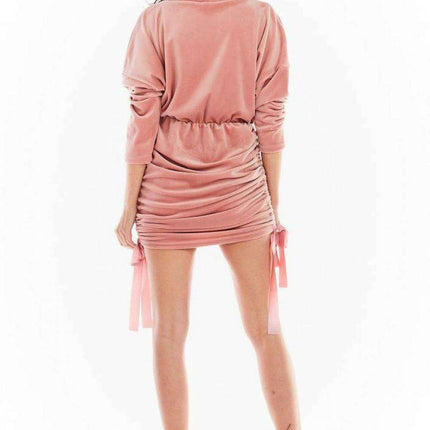 Luxurious Adjustable Velour Midi Dress with Kimono Sleeves