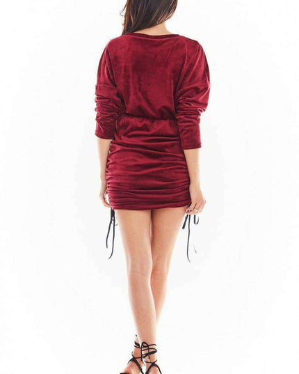 Luxurious Adjustable Velour Midi Dress with Kimono Sleeves