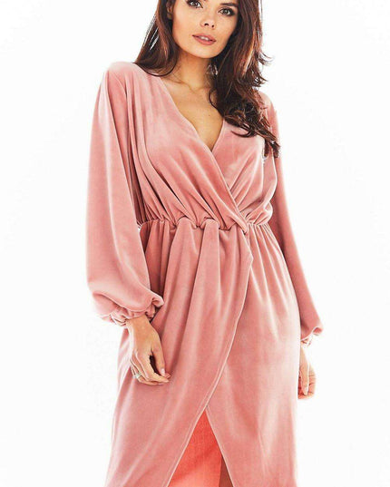 Luxurious Velvet Evening Gown with Flared Sleeves