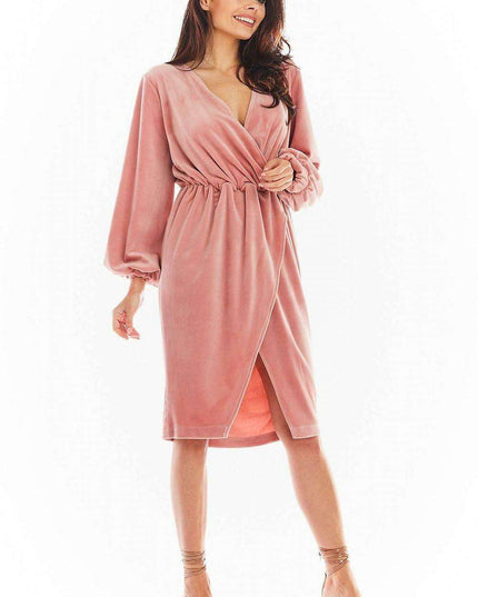 Luxurious Velvet Evening Gown with Flared Sleeves