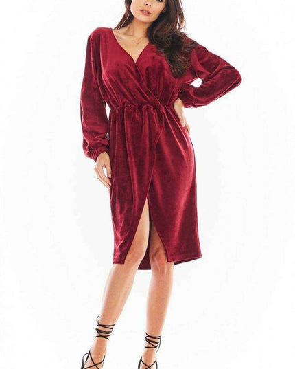 Luxurious Velvet Evening Gown with Flared Sleeves
