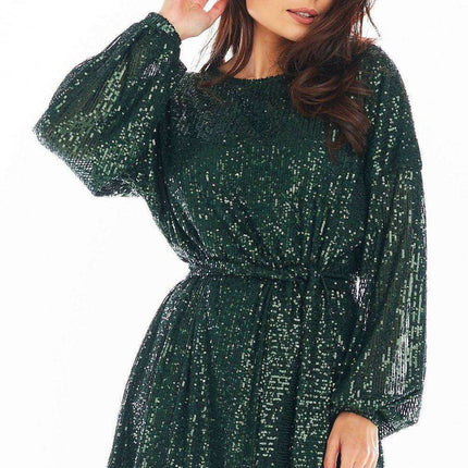 Glamorous Sequin Flow Dress with Adjustable Belt