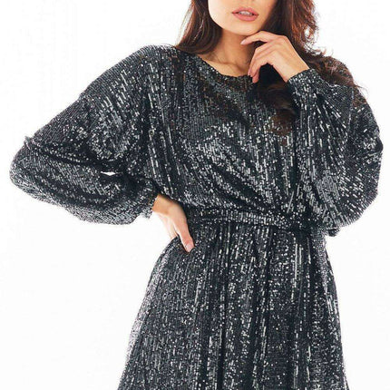 Glamorous Sequin Flow Dress with Adjustable Belt