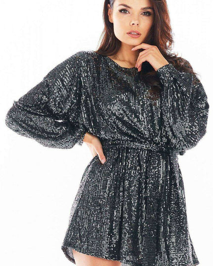 Glamorous Sequin Flow Dress with Adjustable Belt