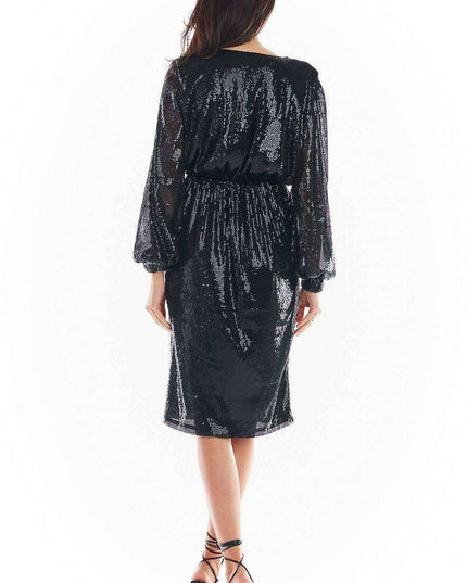 Glamorous Sequin Evening Gown with Elegant Envelope Neckline